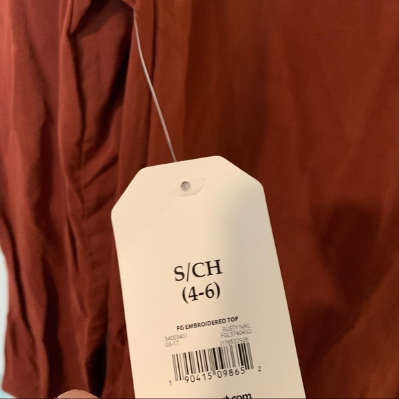 Fall rust embroidered long sleeve work blouse - Picture 7 of 7